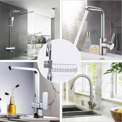 Stainless Steel Faucet Hanging Shelf Sponge Holders with Towel Hangers